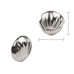 Korálek z chirurgické oceli ve tvaru mušle 7,5 x 8 mm