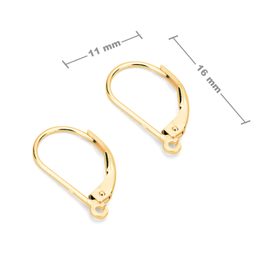 Stříbrné mechanické náušnicové háčky 16 x 11 mm pozlacené 24K zlatem