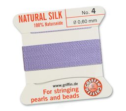 Hedvábná nit s jehlou 0,6 mm/2m světle fialová