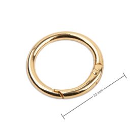 Bižutení kulatá karabinka v barvě zlata 32 mm