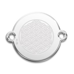 Manumi Silver connector 12mm with an engraved design Flower of life