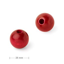 Dřevěný korálek kulička 25mm červená č.4