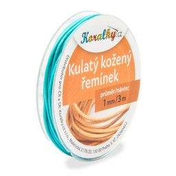 Okrúhly kožený remienok 1mm/3m tyrkysový č.7
