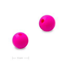 Silicone round beads 9mm Pink Glaze