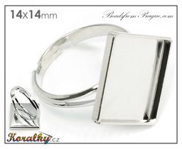 Bižuterní lůžko na prsten čtverec 14x14mm platinové