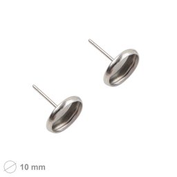 Bižutérne náušnicové puzety s okrúhlou lôžkom 10 mm z chirurgickej ocele
