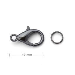 Jewellery lobster clasp 13mm anthracite