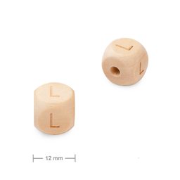 Wooden cube bead 12mm with letter L