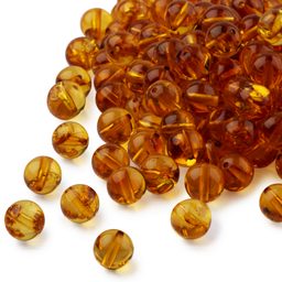 Amber bead round 6mm cognac