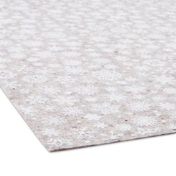 Filc / plsť vánoční motiv s vločkami 1mm béžový