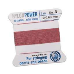 Griffin nylonová nit Nylon power s jehlou 0,6 mm/2 m růžová