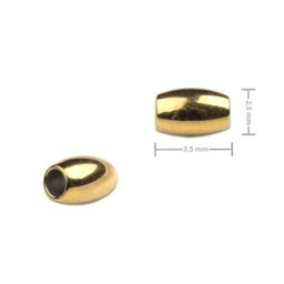 Korálek z chirurgické oceli ve tvaru rýže 2,5 x 3,5 mm v barvě zlata