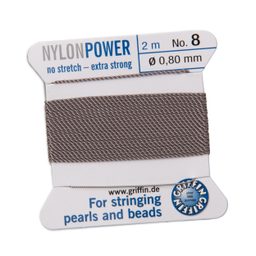 Griffin nylonová nit Nylon power s jehlou 0,8 mm/2 m šedá