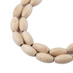 Manumi czech wooden beads olive 14 x 7 mm natural