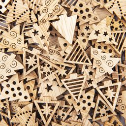 Směs dřevěných výřezů ve tvaru stromečků 10ks