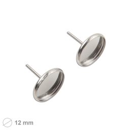 Bižutérne náušnicové puzety s okrúhlou lôžkom 12 mm z chirurgickej ocele