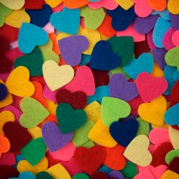 Decorative felt hearts 20pcs colourful