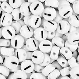 White plastic bead 7x4 mm with letter I