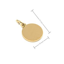 Přívěsek z chirurgické oceli medailon pro gravírování 10 mm v barvě zlata