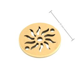 Spojovací díl z chirurgické oceli medailon slunce 12 mm v barvě zlata