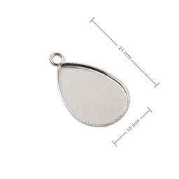Bižutérne lôžko na prívesok kvapka 21 x 15 mm z chirurgickej ocele