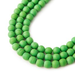 Czech glass pressed round beads Pea Green Opaque Matt 6mm No.20
