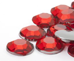 Nalepovací akrylové kameny kulaté 14mm červené