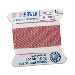 Griffin nylonová nit Nylon power s jehlou 0,8 mm/2 m růžová
