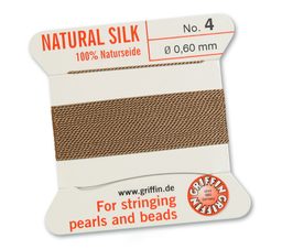 Hedvábná nit s jehlou 0,6 mm/2m béžová