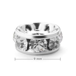 Rondel cu ștrasuri 9mm argintiu Crystal