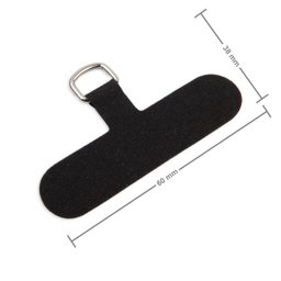 Závěsné očko na mobil černé s poutkem v barvě platiny