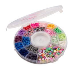 Set of heishi, polymer and plastic beads with elastomer