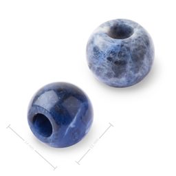 Mineral Sodalite bead with large hole for Macramé 14x11mm
