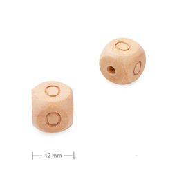 Wooden cube bead 12mm with letter O