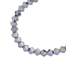 Preciosa MC bead Rondelle 4mm Jet Hematite 2×