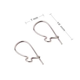Stainless steel 316L kidney earring hooks 16x7mm