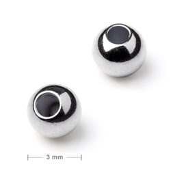 Kovový korálek plný 3 mm v barvě platiny