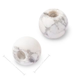 Mineral White Howlite bead with large hole for Macramé 14x11mm