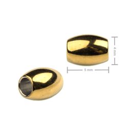 Korálek z chirurgické oceli ve tvaru rýže 4 x 5 mm v barvě zlata