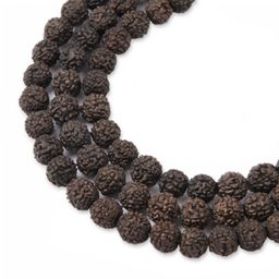 Bead from Rudraksha seed colored dark brown 7mm
