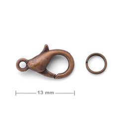 Jewellery lobster clasp 13mm antique copper