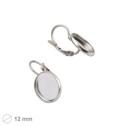 Bižutérne náušnicové mechanické háčiky s okrúhlou lôžkom 12 mm z chirurgickej ocele