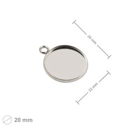 Bižutérne lôžko na prívesok okrúhle 20 mm z chirurgickej ocele