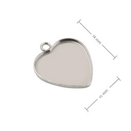 Jewellery heart pendant bed 10 x 10 mm surgical steel