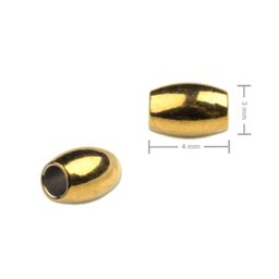Korálek z chirurgické oceli ve tvaru rýže 3 x 4 mm v barvě zlata