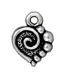TierraCast pendant Spiral Heart antique silver