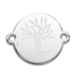 Stříbrný spojovací díl kulatý 12mm s gravírovaným motivem Strom života