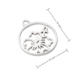 Amoracast pendant hibiscus flower in a circle 16x14mm silver