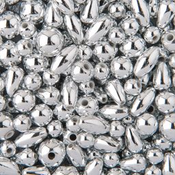 Metalické plastové korálky stříbrné