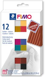 FIMO Leather Effect set of 12 colours 25g